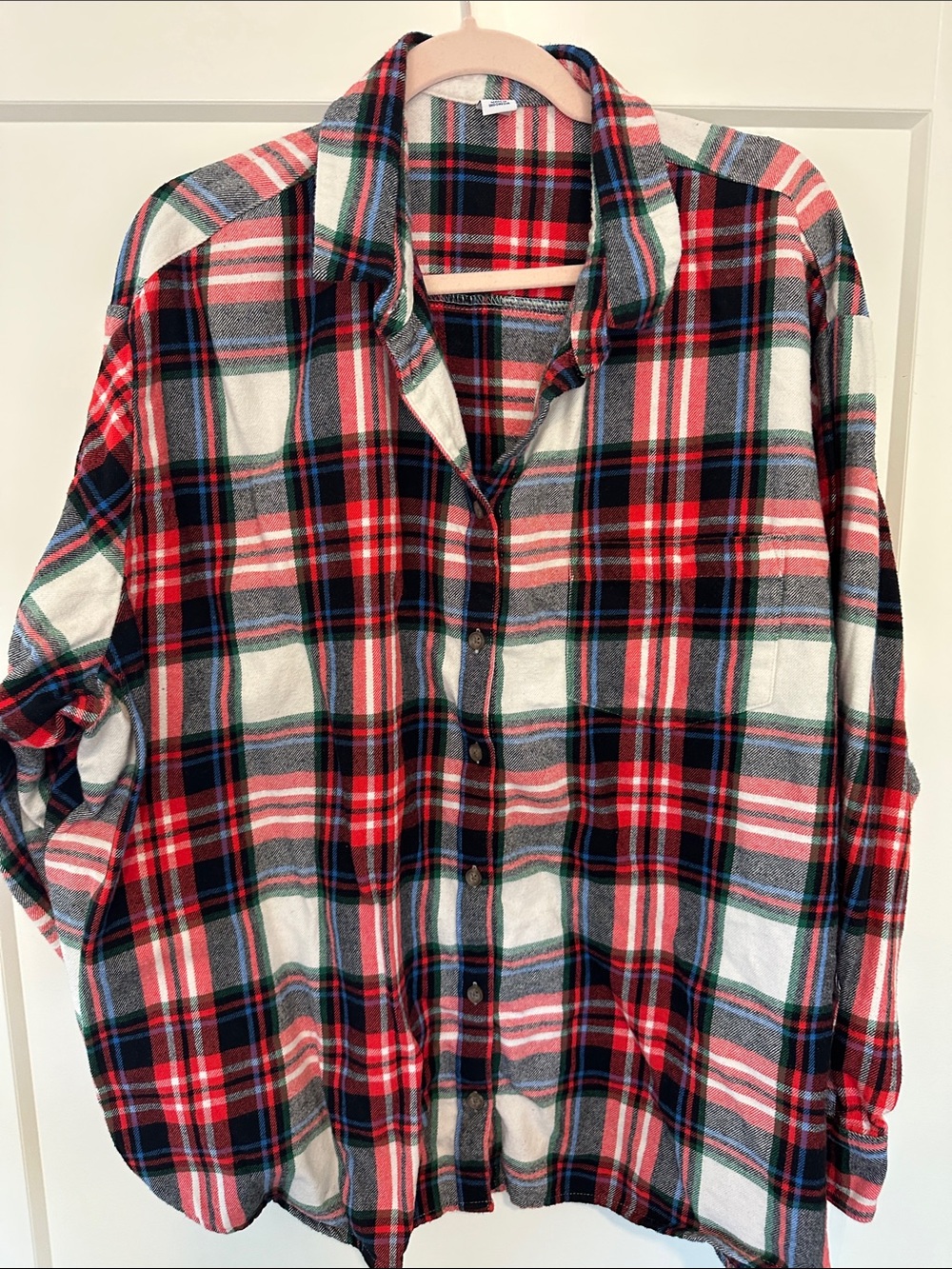 Old Navy Red Black Plaid Button-Down Shirt